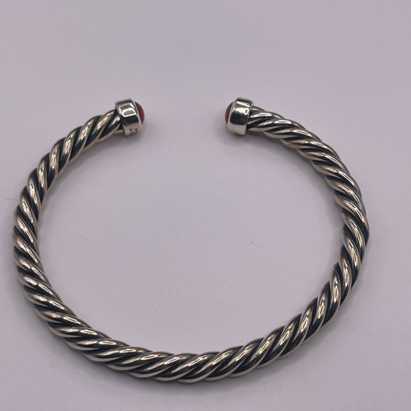 David Yurman Cable Cuff Bracelet with Red Carnelian - Picture 4 of 8